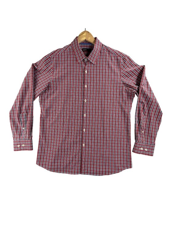 Quieti Other - Quieti Shirt Mens Large Red Plaid Stretch Button Up Long Sleeve Performance
